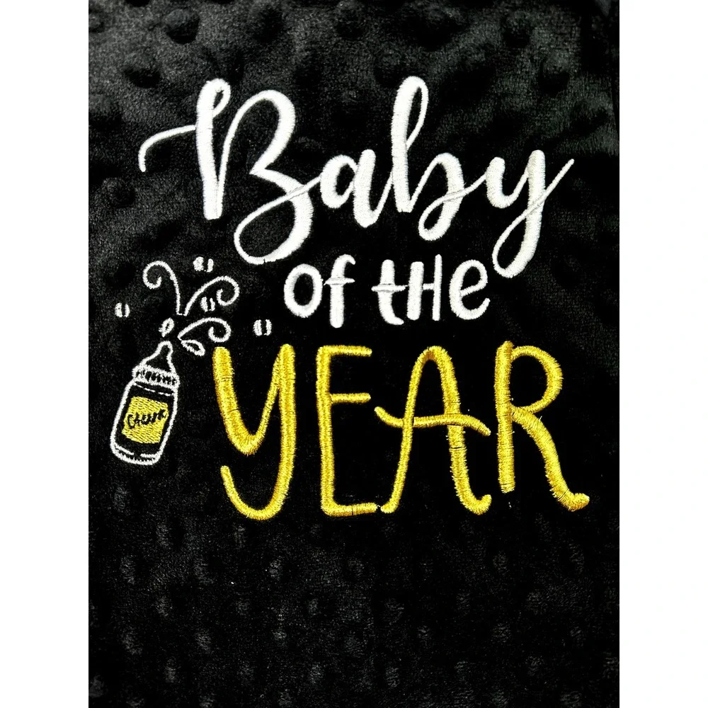 Baby Starters Sleeper 3M Black Baby of the Year Popcorn Fleece New Year Outfit